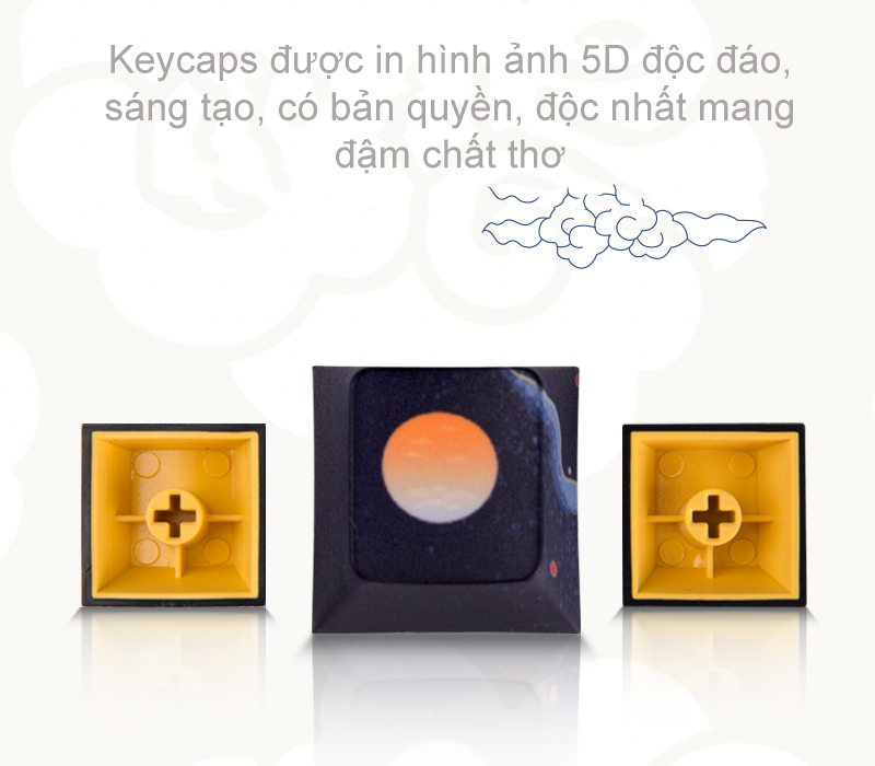 Bàn phím cơ GM1000-Dual mode Newmen (Hạc - Trăng &amp; Mây) - Hàng Chính Hãng