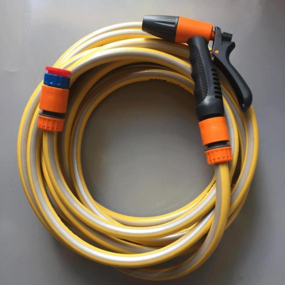 Vòi tưới cây rửa xe 6m-7m-8m tay bóp tùy chỉnh nhiều chế độ 319498622-1622-3 mầu cam