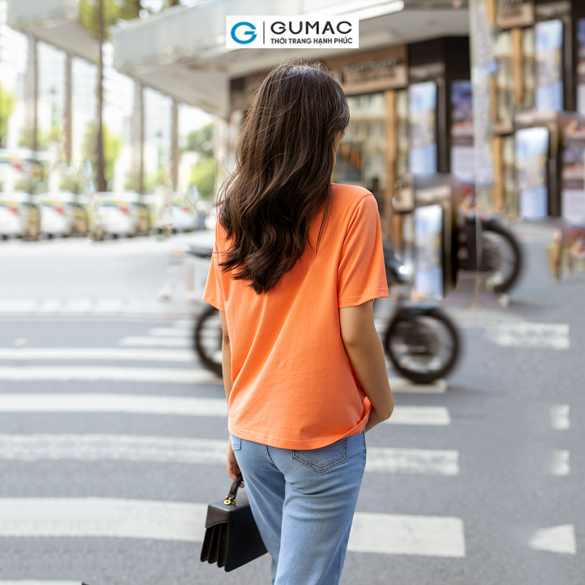 Áo thun nữ cotton tay ngắn cổ tròn in Happiness trẻ trung năng động thời trang GUMAC ATD07043