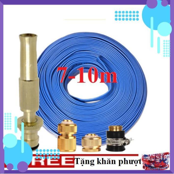 ️ Bộ dây vòi xịt nước rửa xe, tưới cây , tăng áp 3 lần, loại 7m, 10m 206587 đầu đồng,cút đồng,+ khăn phượt