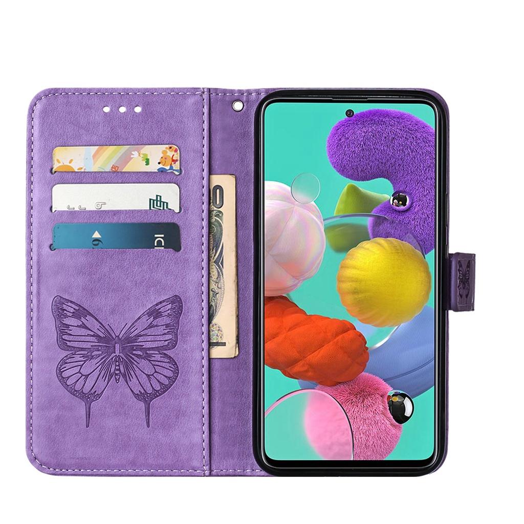 Ốp điện thoại da dạng ví dập nổi hình bướm Cho Samsung Galaxy A21S A31 A50 A70 A51 A71 4G