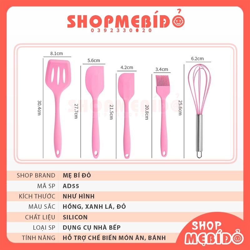 Bộ Dụng Cụ Làm Bánh Nấu Ăn Dụng Cụ Nhà Bếp 5 Món Silicone Chịu Nhiệt Cao Shop Mẹ Bí Đỏ