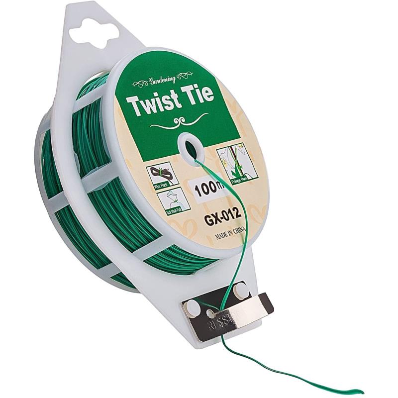 Combo 2 Cuộn dây buộc đồ đa năng Twist Tie GX-012, 100m Dây nhựa, lõi kẽm buộc Lan Dây leo