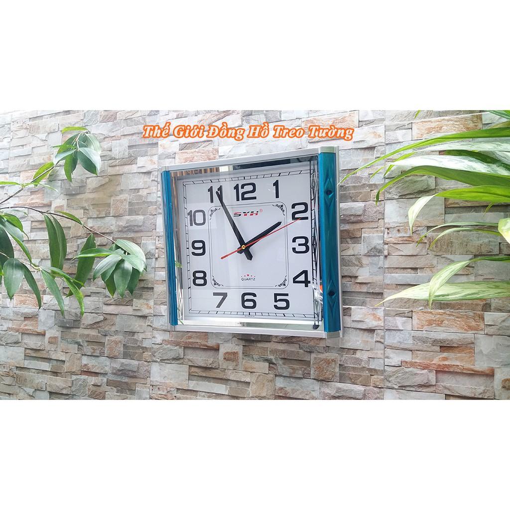 Đồng Hồ Treo Tường KIM TRÔI SYH Chữ Nhật Viền Mặt Gương – Thiết Kế Phối Màu 2 Lớp – Bảo Hành 1