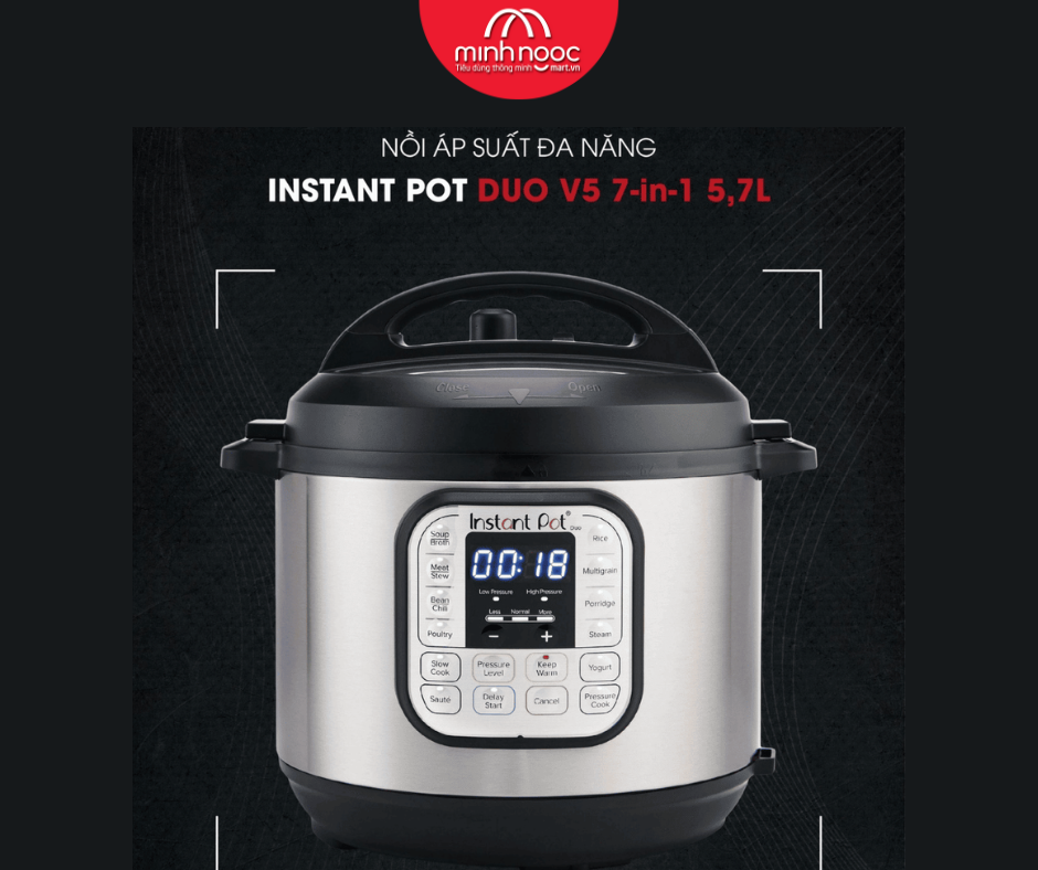 Hàng chính hãng: Nồi áp suất điện đa năng Instant pot Duo V5 MỚI