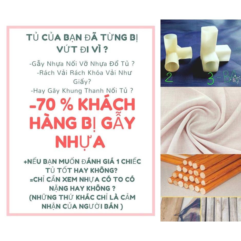 Tủ vải đựng quần áo, Giá kệ treo khung gỗ 3 buồng 6 ngăn kích thước 130x170x45cm TUVAICAOCAPVN bảo hành 12 tháng 1 đổi 1