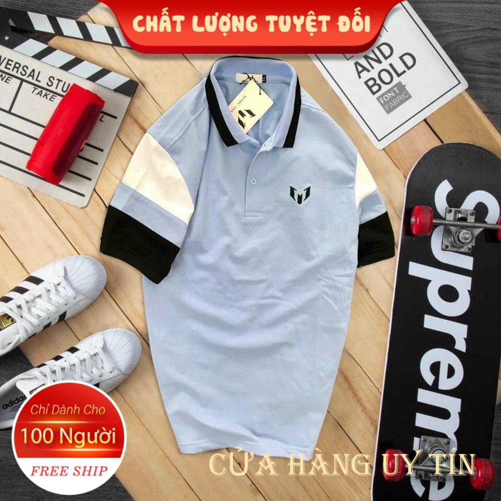 Áo thun polo nam cổ bẻ ngắn tay phối vàng đen cao cấp