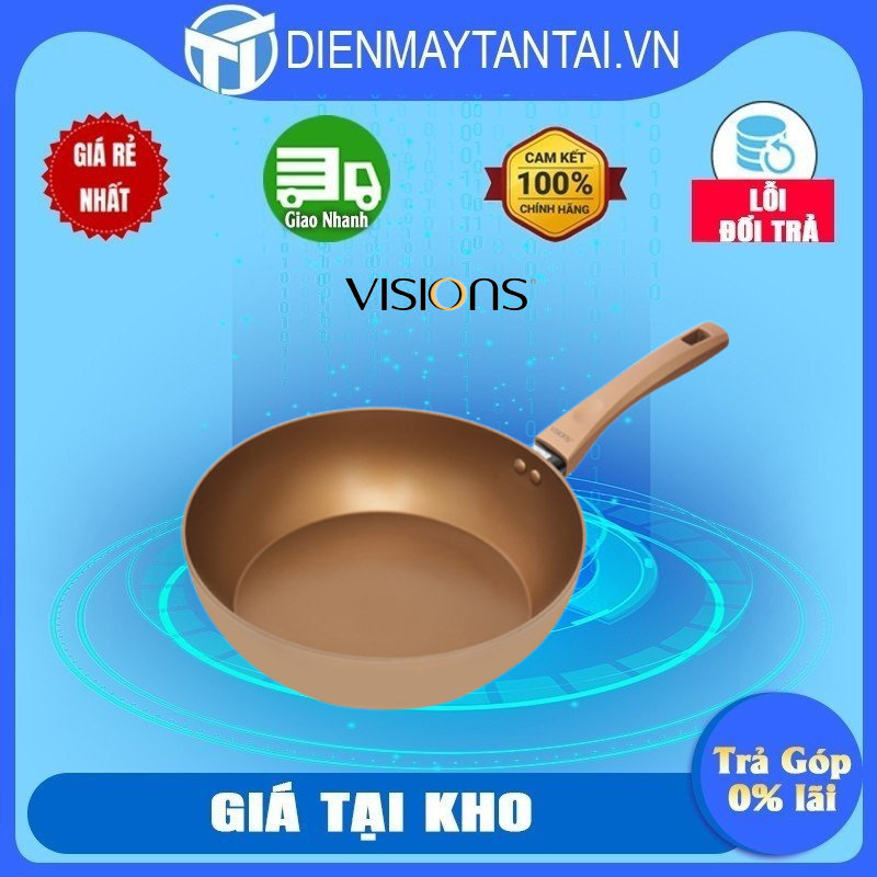 Chảo nhôm sâu chống dính đáy từ 28 cm Visions VS-WP28-AB/JP - Hàng chính hãng