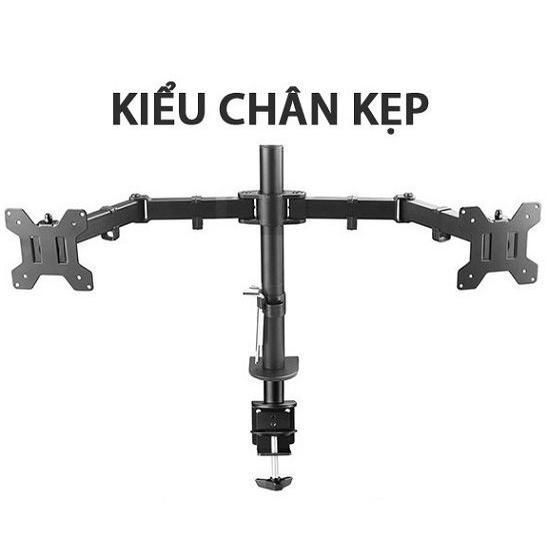 Giá Treo Hai Màn Hình - Giá Đỡ 2 Màn Hình M052 17 - 27 Inch - Kẹp Thành Bàn