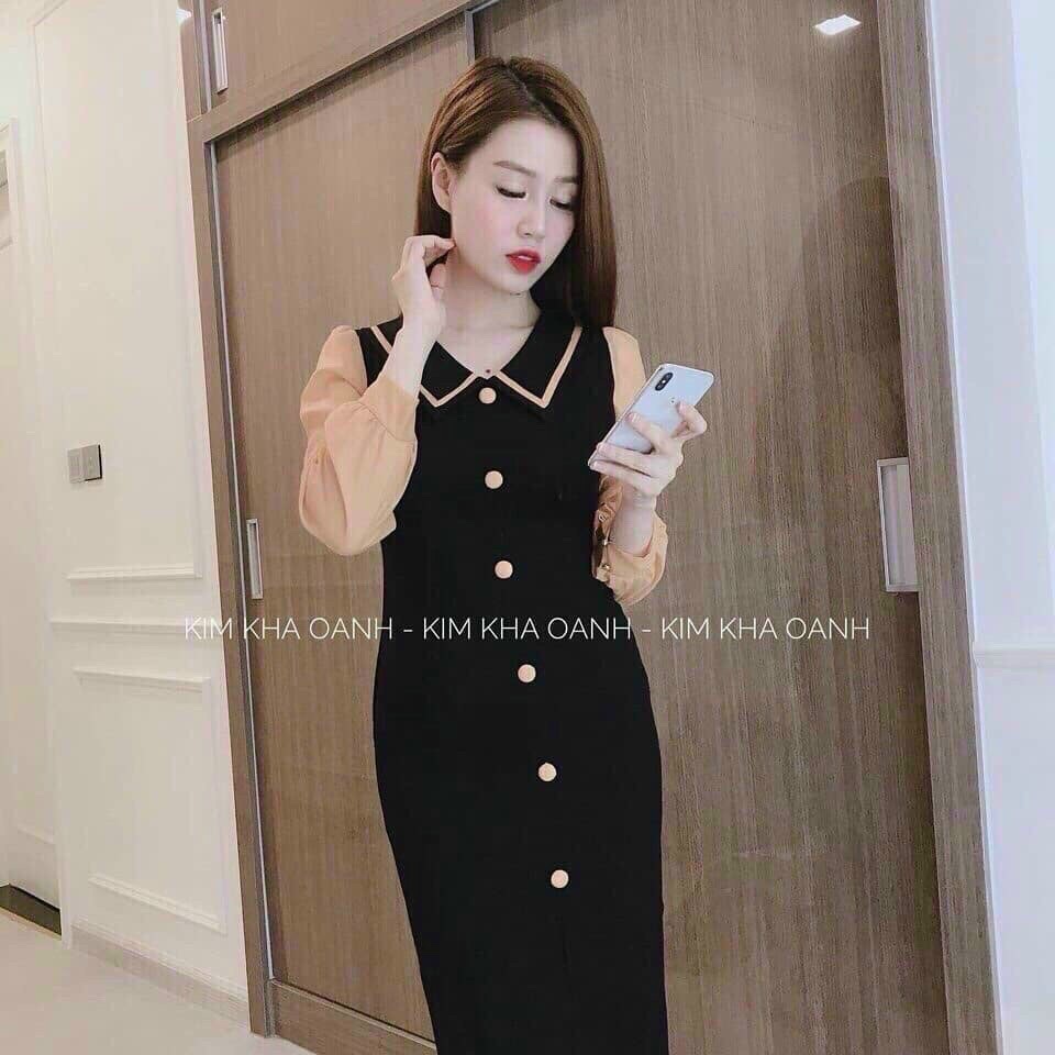 Đầm tay lưới đính nút cực xinh