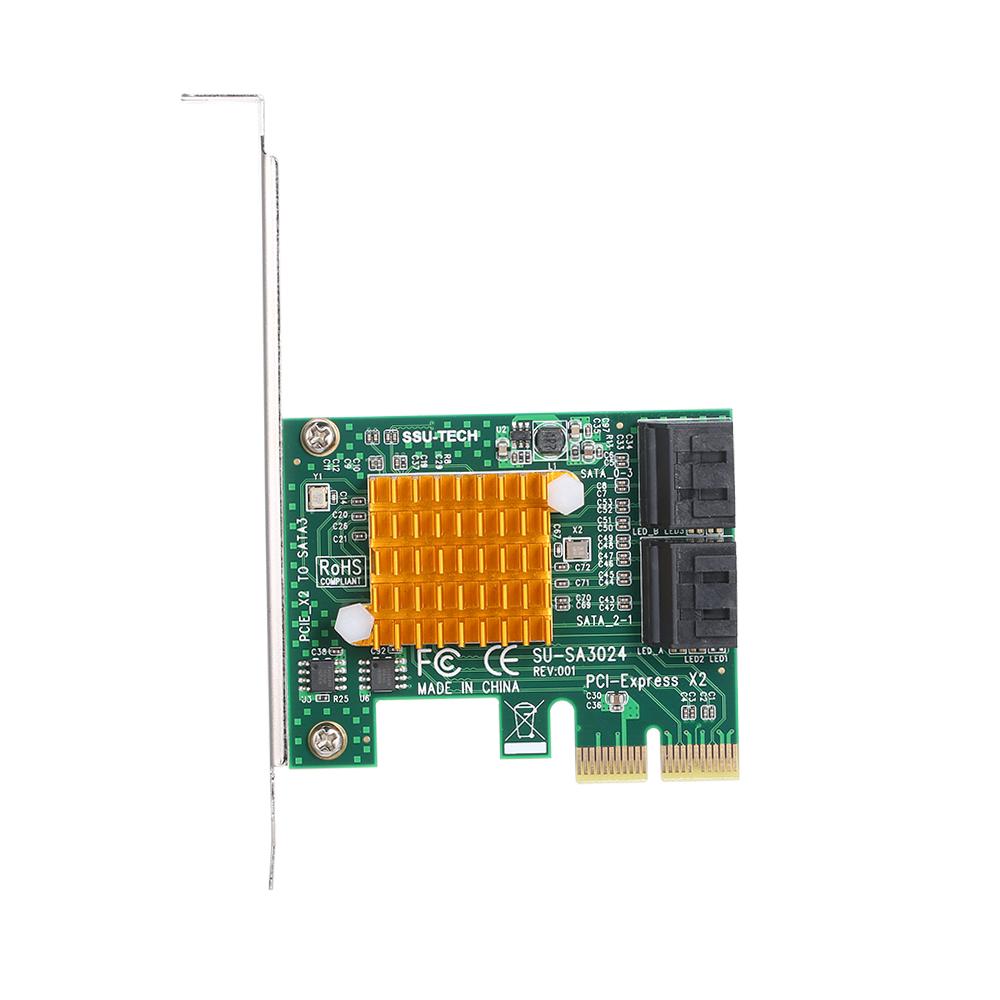 Bộ điều khiển cấp độ điều khiển PCI-E X2 đến 4 cổng SATA3 6Gbps Card Express Card SSD với đĩa CD trình điều khiển cho PC lớn và nhỏ