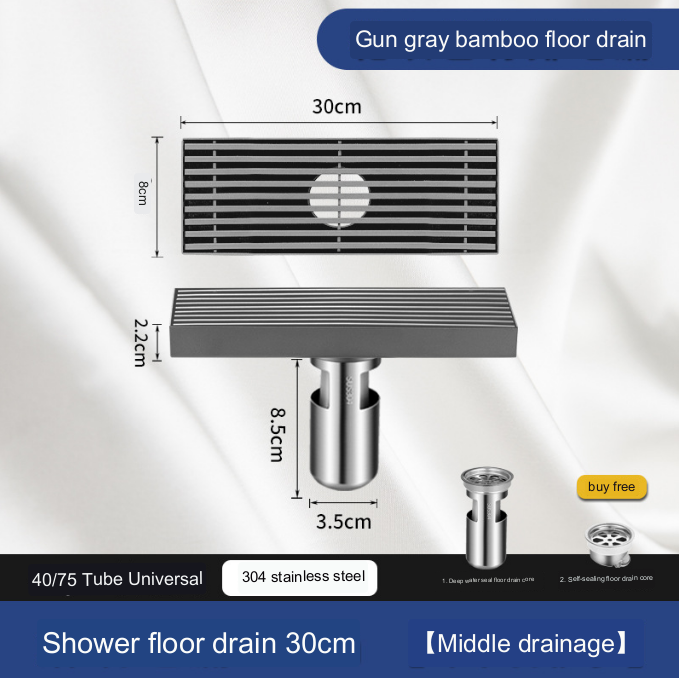 Hố Ga Thoát Nước Sàn Nhà Tắm Hình Chữ Nhật Thép Không Gỉ 304 Bathroom Floor Drain