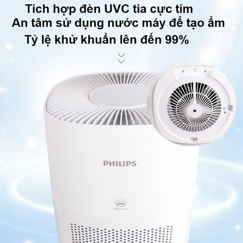 Máy tạo độ ẩm công nghệ NanoCloud UV khử khuẩn Philips HU5969 - Dùng cho phòng diện tích 85m2 - Hàng nhập khẩu