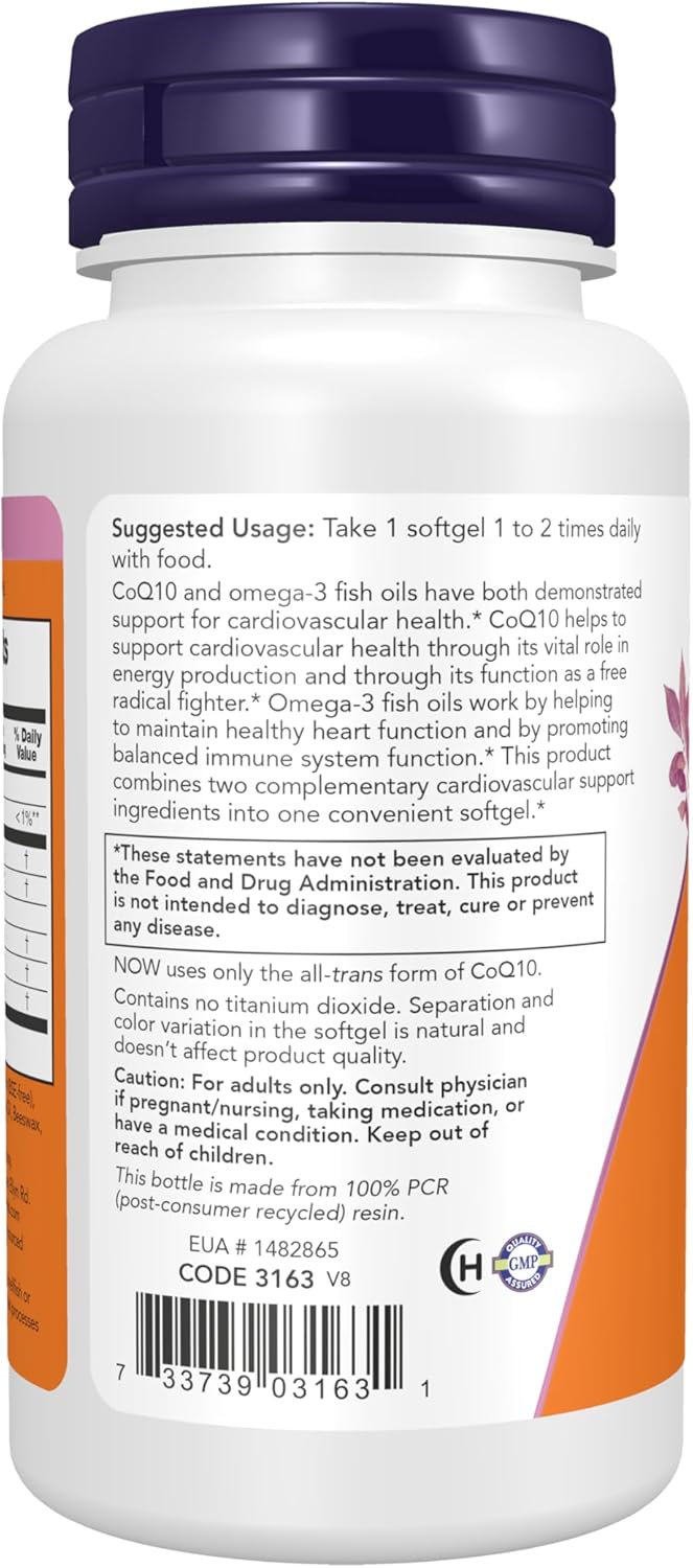 Now CoQ10 60mg With Omega-3 Fish Oil (60 Viên) - Hỗ Trợ Hệ Tim Mạch, Trí Não, Sáng Mắt, Đẹp Da