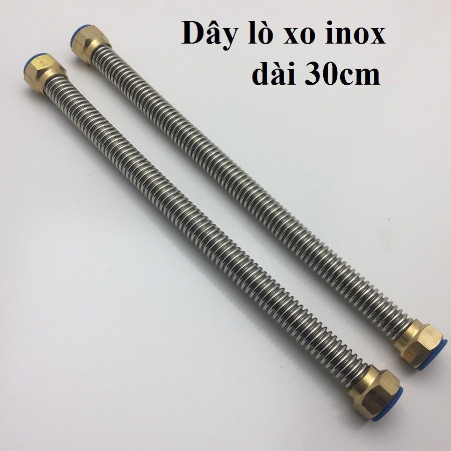 Dây cấp nước lò xo inox304 côn đồng không gỉ, dây cấp lướit án inox304, ren 21 cho bồn chậu và bình nóng lạnh chịu nhiệt