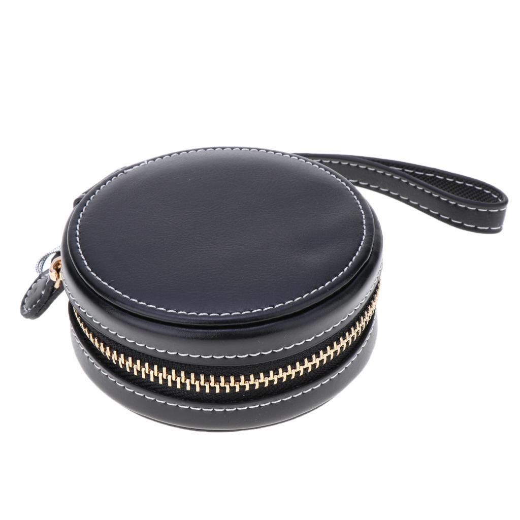 Beauty PU Leather Compact Case with Strap Black Universal for Mini Camera