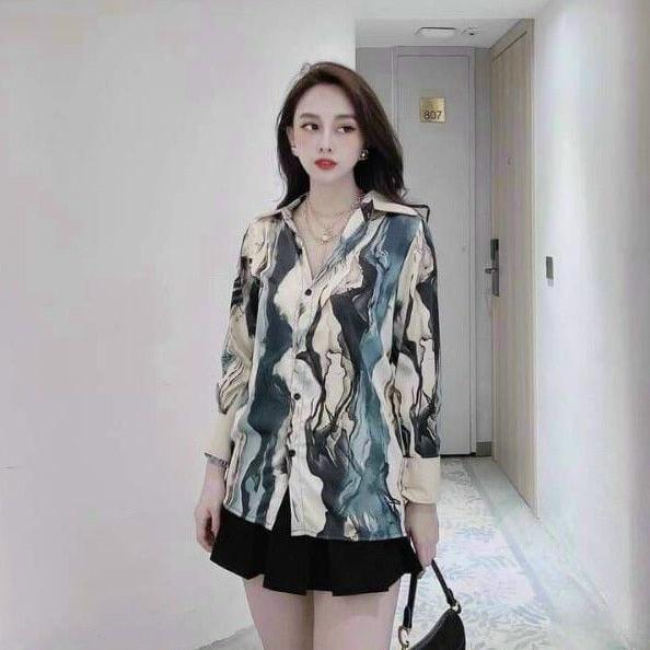 Áo Sơ Mi Loang Chất Lụa Tơ Mềm Mát Siêu Hot