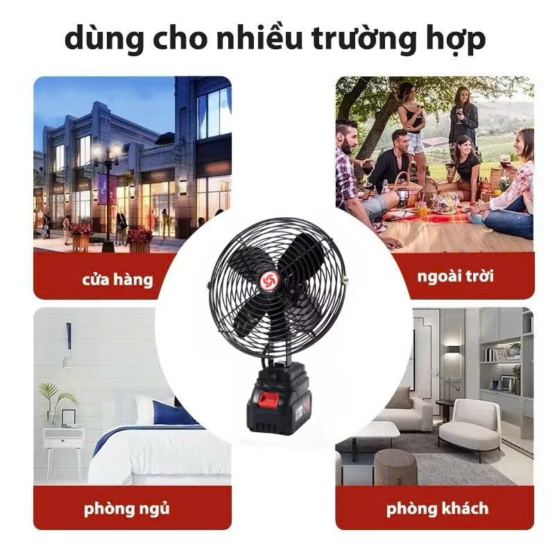 Quạt Tích Điện Siêu Mạnh Pin 10 Cell Lithium – Lõi Đồng Cao Cấp, Gió Mạnh Cực Đã ,Tháo Pin Linh Hoạt