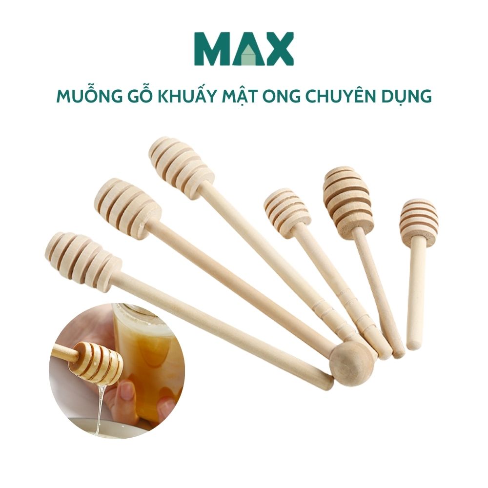 [Nhiều mẫu] Set 2 cây lấy mật ong bằng gỗ cán dài, muỗng khuấy thìa gỗ múc mật ong chuyên dụng