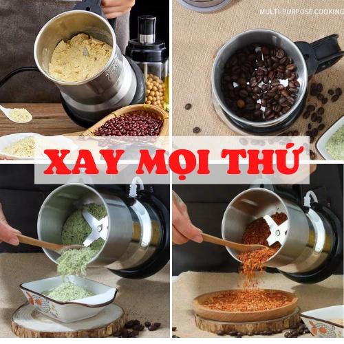 Máy Xay Bột Khô Siêu Mịn Công Suất 300W, 8 Lưỡi Dao Đa Năng - Dụng cụ Nghiền Đồ Khô, Hạt Cà Phê, Ngũ Cốc, Gia Vị