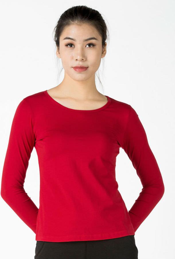 Áo giữ nhiệt nữ dài tay cổ tròn Vicci vải cotton co giãn, mềm mịn ôm dáng