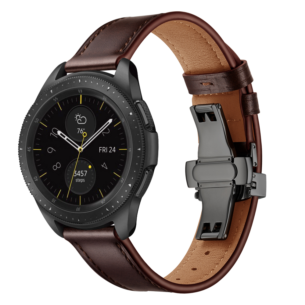 Dây Da Khóa Bướm cho Galaxy Watch 7/6/5/4 Classic Pro/ Garmin VivoVenu / Huawei Watch 4/5/6 GT Pro Size 20mm/22mm - Hàng Chính Hãng