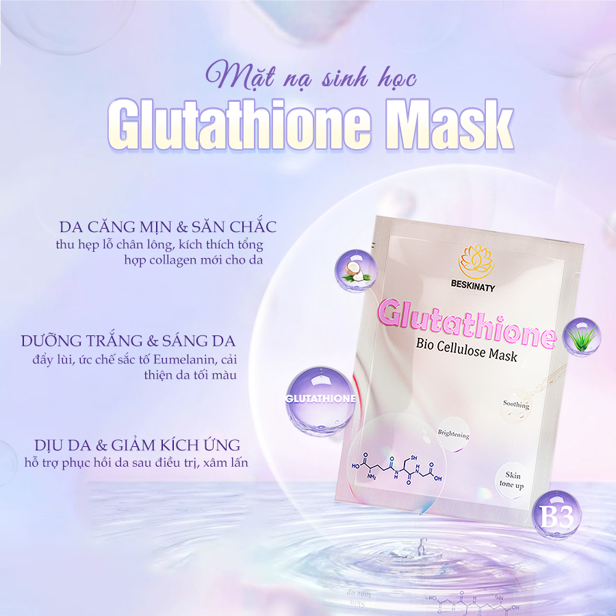 Combo 3 Mặt nạ BESKINATY Glutathione Bio Mask dưỡng sáng phục hồi da cao cấp