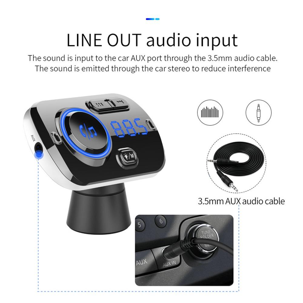 Thiết bị truyền tín hiệu FM QC 3.0 Bluetooth 5.0 LCD MP3 cho xe hơi