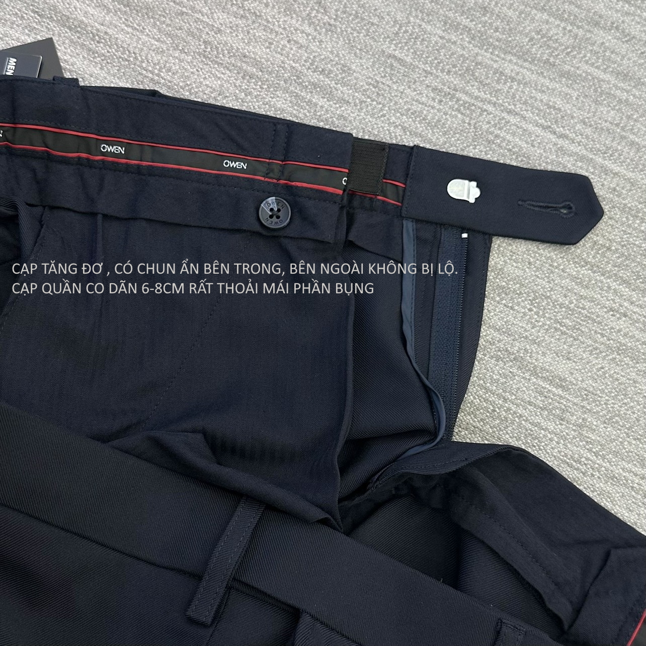 OWEN - Quần âu nam dáng SLIMFIT có cạp tăng đơ co dãn màu Navy đậm