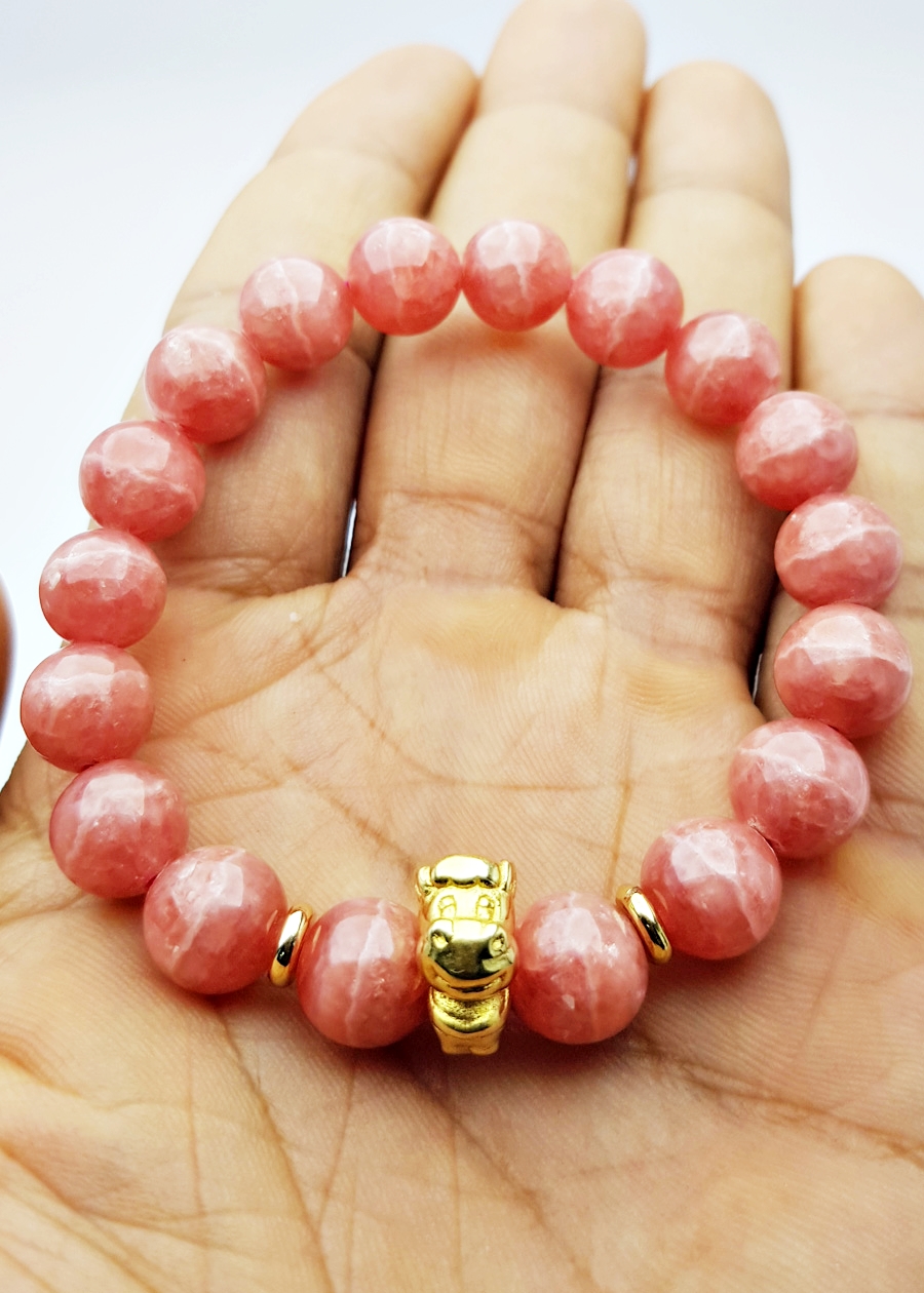 Vòng Tay Đá Đào Hoa Rhodochrosite Tuổi Ngọ 10mm