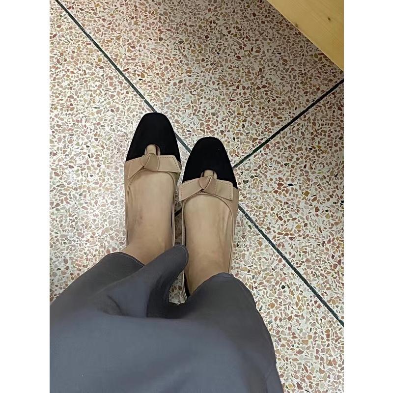 Giày búp bê nơ công sở phối da lộn sang chảnh G080