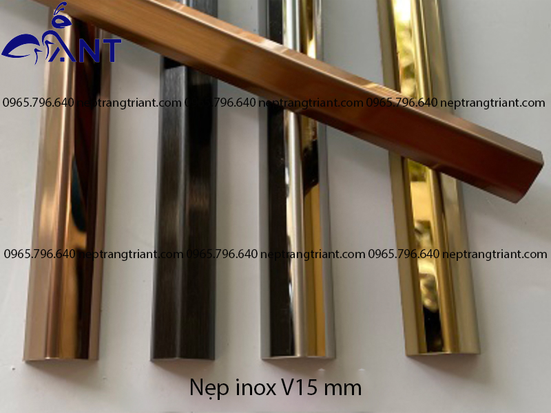 Nẹp inox V15 vàng gương - SU304
