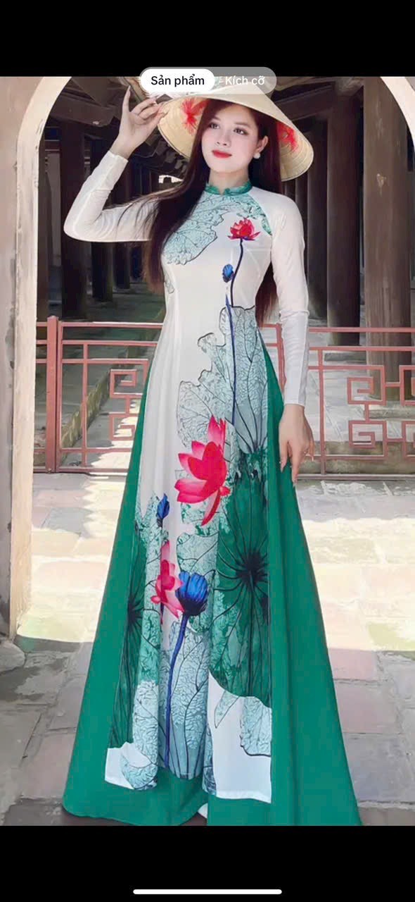 SÉT ÁO DÀI IN HỌA TIẾT HOA SEN SANG TRỌNG