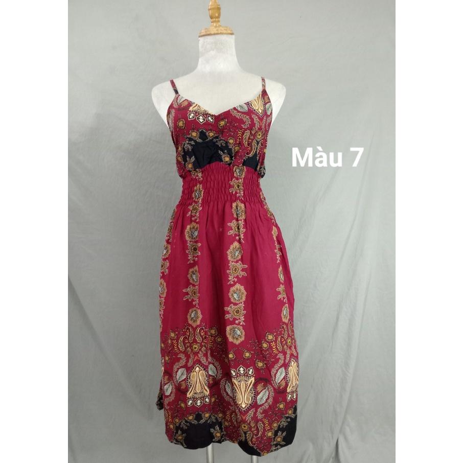 Đầm 2 dây ngắn Lanh Thái, nhiều màu, giá rẻ
