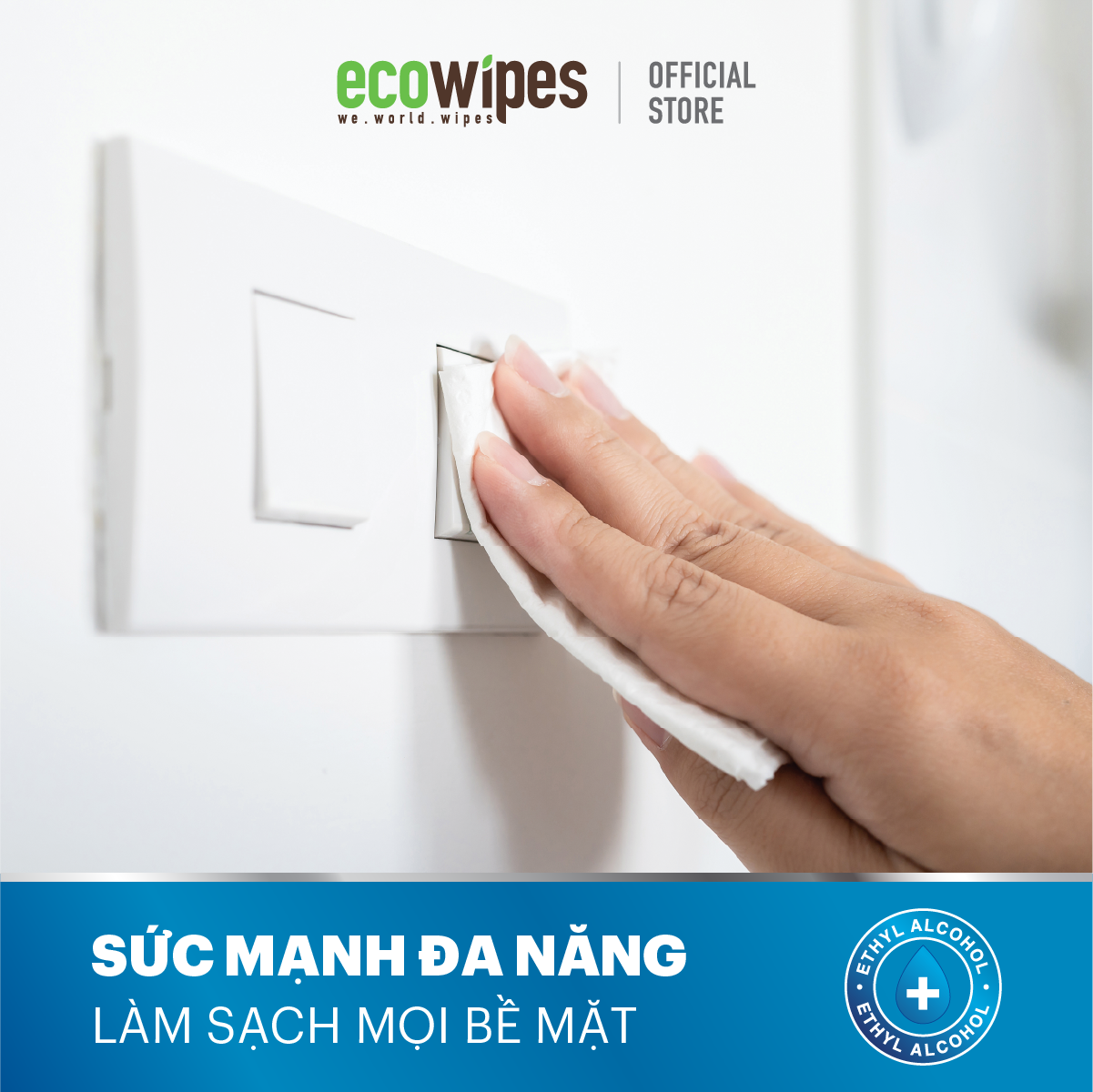 Khăn giấy ướt diệt khuẩn Ecowipes gói 60 tờ Disinfecting Wipes diệt 99,9% vi khuẩn hương chanh dịu nhẹ không kích ứng da