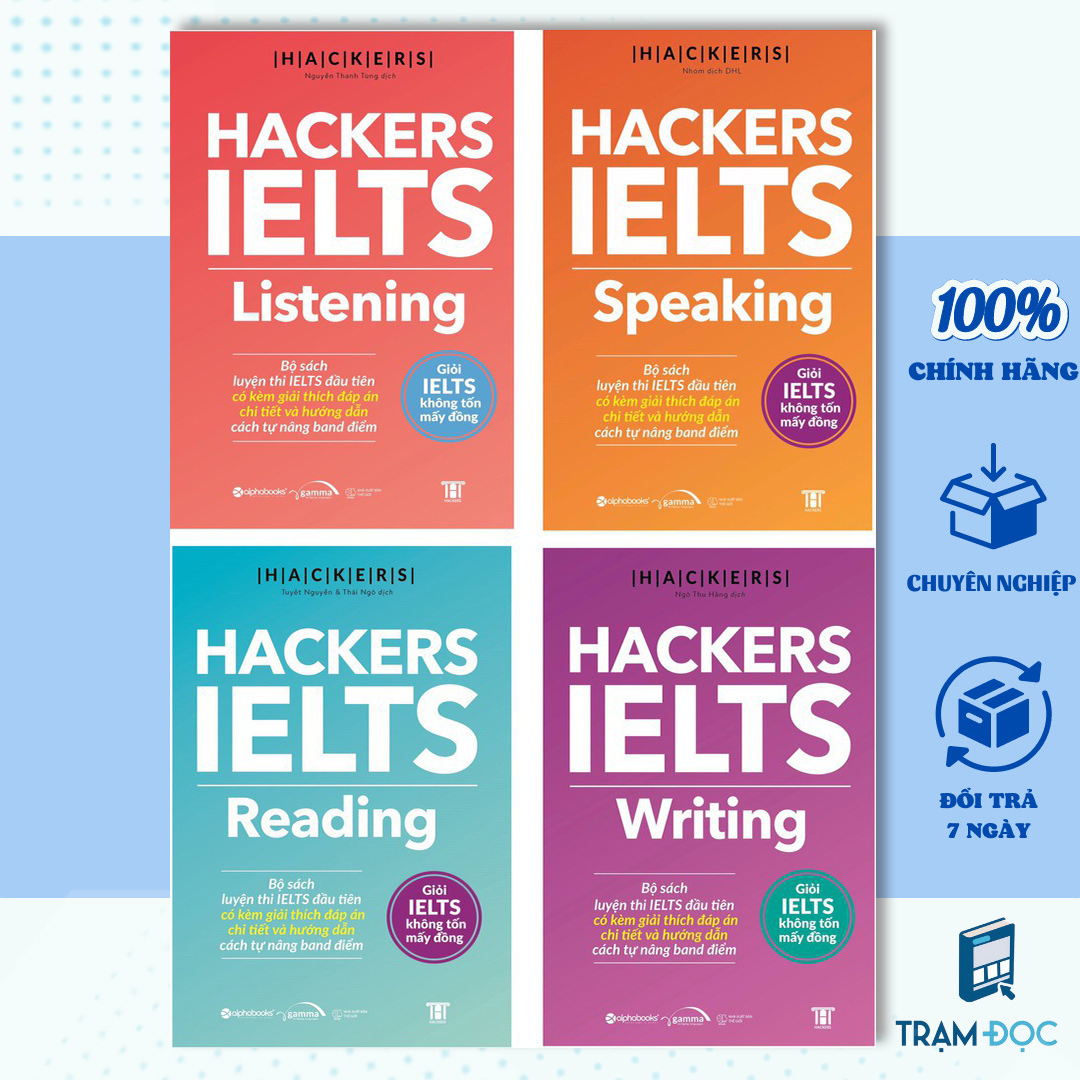 Trạm Đọc | Combo Trọn Bộ 4 Cuốn Hackers IELTS (Listening + Reading + Speaking + Writing)