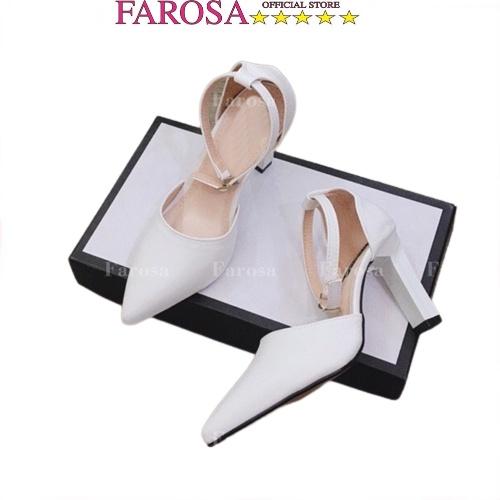 Dép sandal nữ cao gót 9cm bít gót FAROSA mũi nhọn lên chân cực xinh - C22