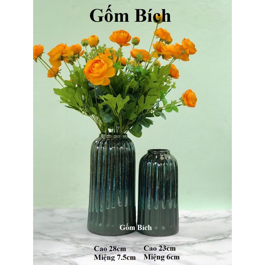 Bình Hoa Lọ Hoa Dáng Lồng Chim Men Hỏa Biến Gốm Sứ Bát Tràng - Gốm Bích