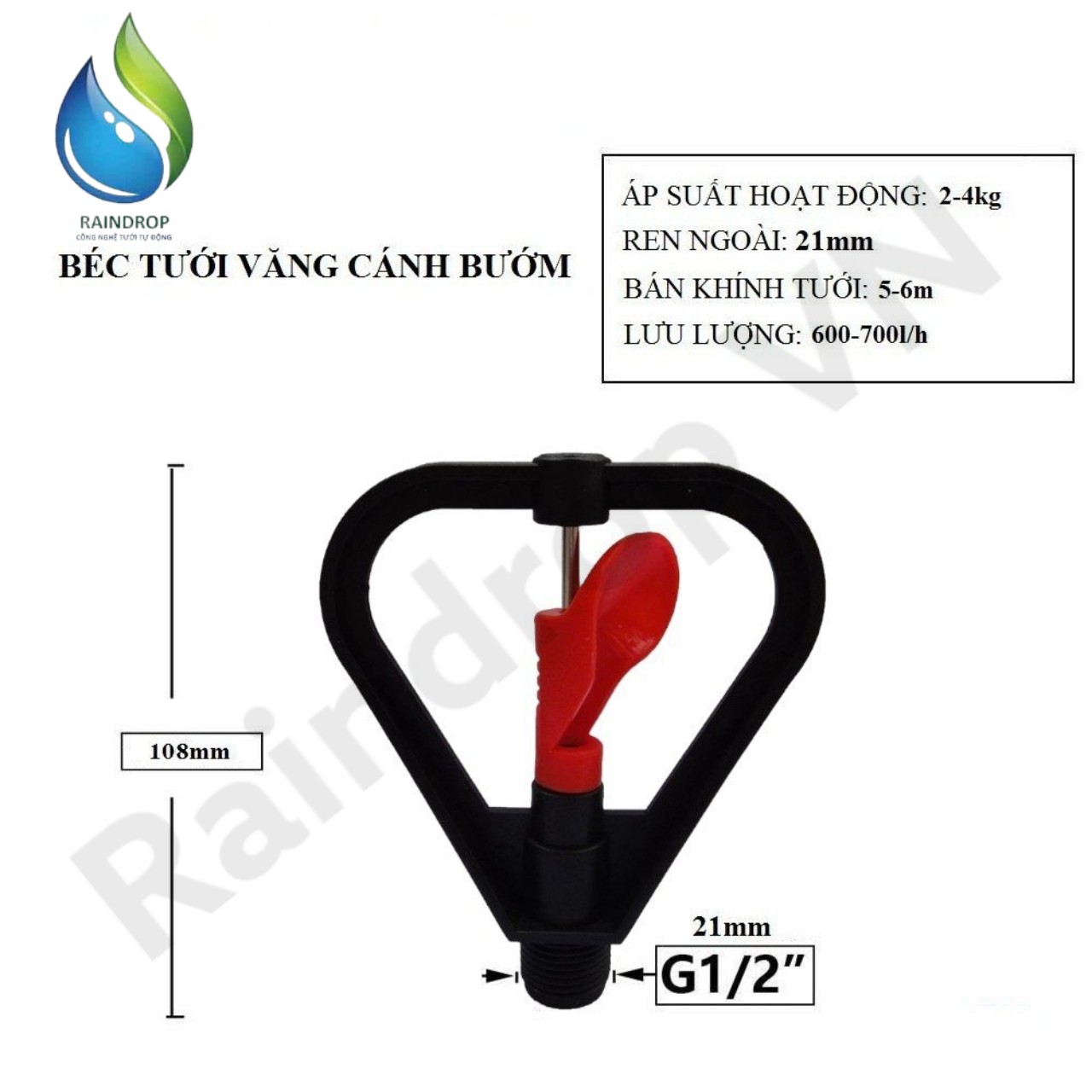 Béc phun mưa cánh bướm trục INOX