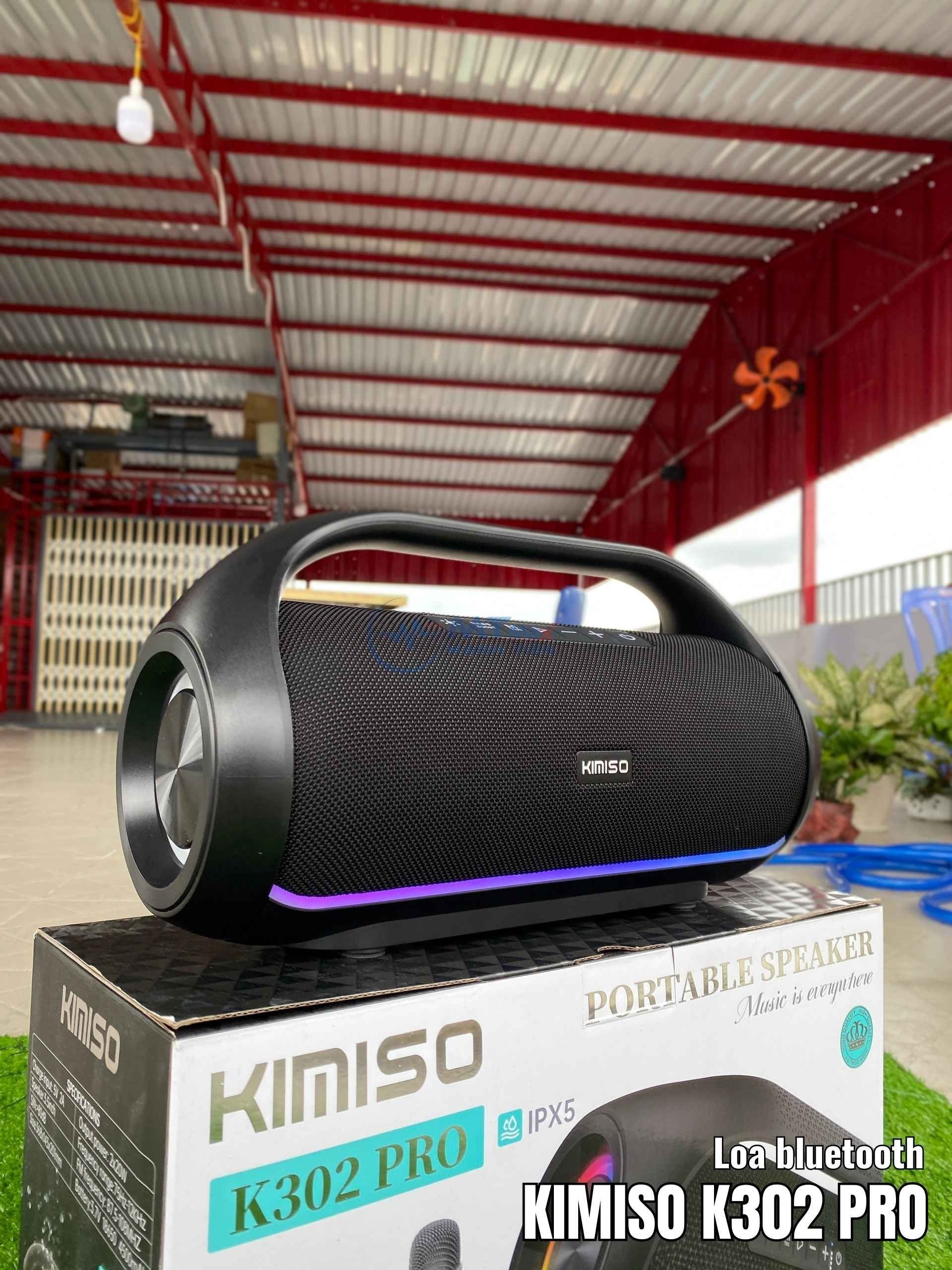 Loa Bluetooth KIMISO K302 PRO - Tích Hợp Micro Karaoke, Đa Dạng Cổng Kết Nối Tiện Lợi Pin Trâu Bluetooth 5.0 chống nước 2 bass cực căng