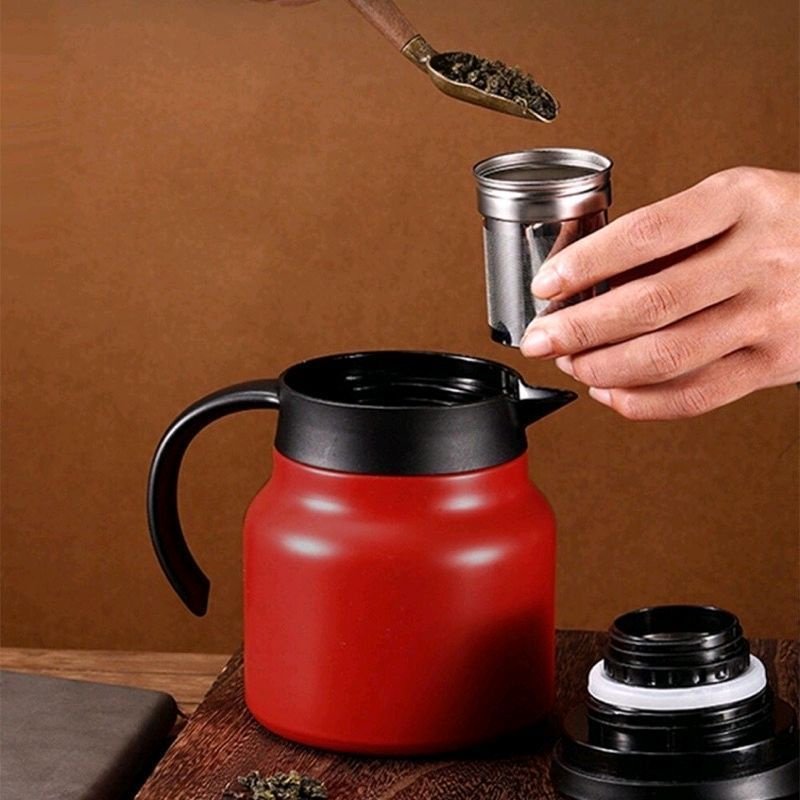 Bình giữ nhiệt có lưới lọc trà inox bên trong để pha trà, cafe kiểu mới, dung tích 1000ml nhỏ gọn, nắp đậy kín chống tràn, dễ dàng mở rót nước