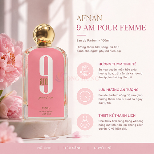 Nước hoa Afnan 9 AM Pour Femme EDP (100ml) - Hàng chính hãng
