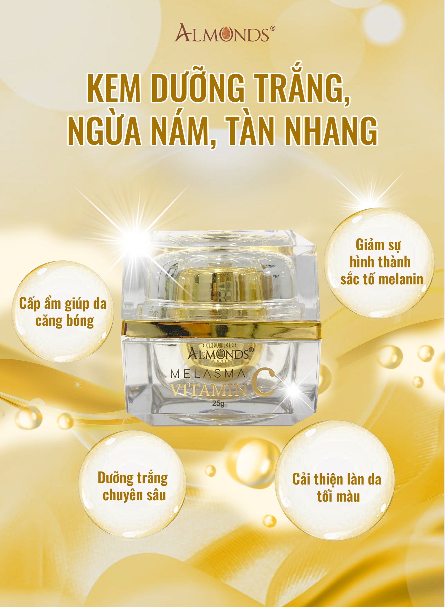 Kem dưỡng trắng da ngừa nám Chiết xuất từ nhau cừu - Melasma Vitamin C Almonds 25g