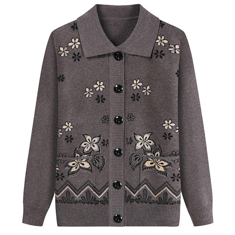 Áo khoác len cardigan trung niên nữ cho bà cho mẹ_ áo len dệt kim thêu hoa cao cấp