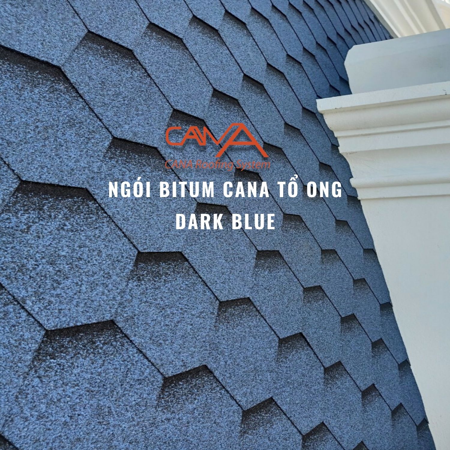 Ngói bitum cana tổ ong dark blue - ngói lợp phủ đá màu xanh dương Hàn Quốc chống thấm và trang trí mái biệt thự, nhà phố, nhà gỗ, bungalow, đóng gói 22 tấm ngói/gói/phủ 3m2 mái