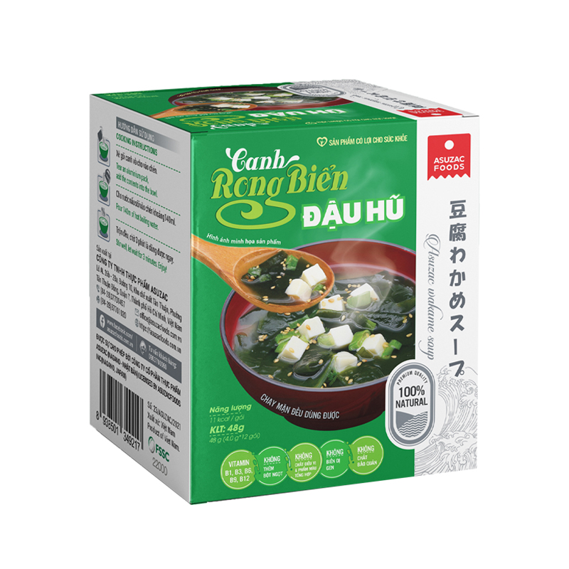 Thùng canh rong biển đậu hũ Asuzac hộp 12 hộp (48g x 12 hộp)