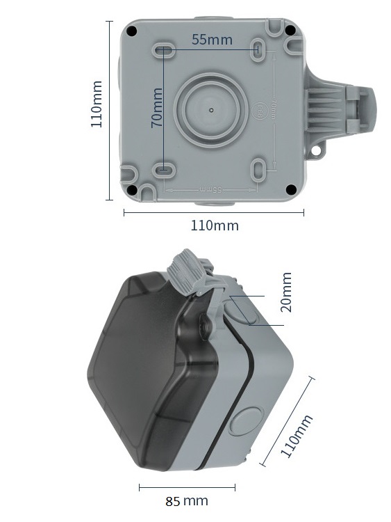 Bổ ổ cắm chống nước ngoài trời có công tắc IP66