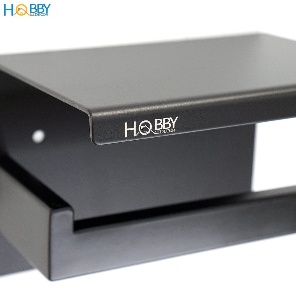 Kệ treo cuộn giấy vệ sinh có mái che Inox 304 sơn đen dán tường HOBBY Home Decor G19 - kèm keo dán và đinh ốc