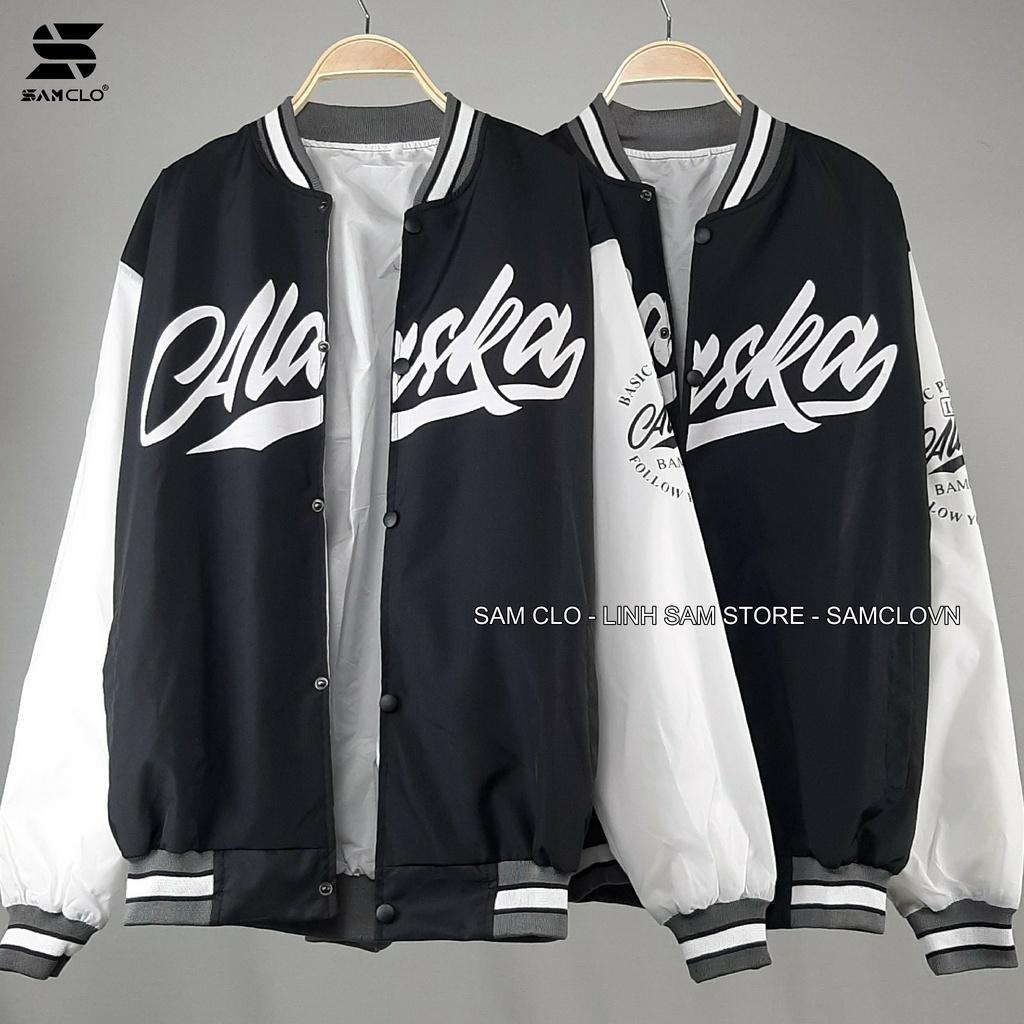 Áo khoác dù bomber 2 lớp nam nữ SAM CLO phong cách bóng chày form rộng unisex mặc cặp - couple in chữ ALASKA