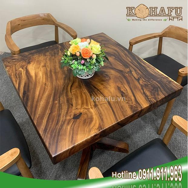 Mặt bàn vuông gỗ me tây nguyên tấm siêu hệ vân